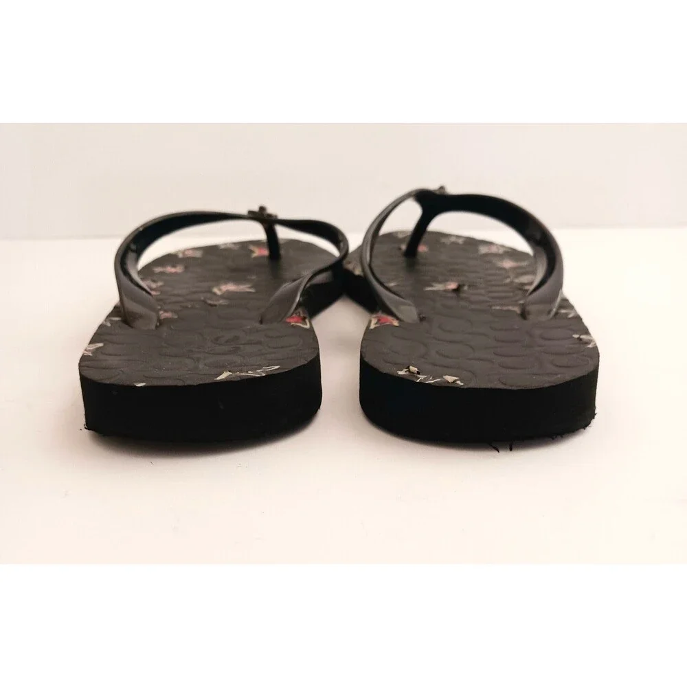 Coach Abbigail Turnlock Flip Flops Black C Logo Embossed Insole w Stars Sz 9 - Picture 4 of 9